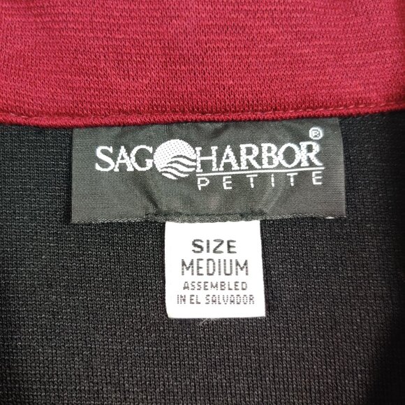 Sag Harbor Petite M Black Red Contrast Trim Button Front Blazer Vintage Retro - Picture 5 of 11